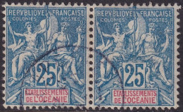 French Polynesia 1900 Sc 12 Oceanie Yt 17 Pair Used - Usati