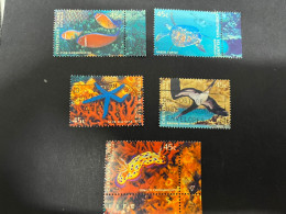 (stamp 19-12-2023) Australia Chistmas Island - 5 Used Stamps (under The Sea) - Christmas Island