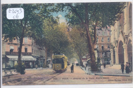 NICE- LE BEAU TRAMWAY DE L AVENUE DE LA GARE- NOTRE-DAME- MAGASIN AUX ARMES D ANGLETERRE- COLORISEE - Schienenverkehr - Bahnhof