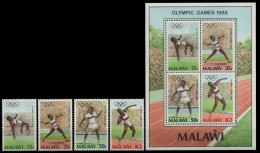 Malawi 1988 - Mi-Nr. 497-500 & Block ** - MNH - Olympia Los Angeles - Malawi (1964-...)