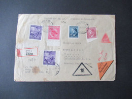 3.Reich 1943 Böhmen Und Mähren Einschreiben Prag 1 / Nachnahme Beleg Ins Generalgouvernement Mit Ank. Stempel Tarnow - Storia Postale