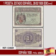 C2462# España 1938. 1 Pts. Estado Español (AU) - 1-2 Pesetas