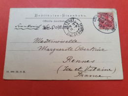 Allemagne - Oblitération Ambulant Sur Carte Postale Pour La France En 1901 - D 167 - Covers & Documents