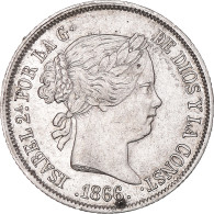 Monnaie, Espagne, Isabel II, 40 Centimos, 1866, Madrid, TTB+, Argent, KM:628.2 - Erstausgaben