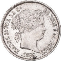 Monnaie, Espagne, Isabel II, 40 Centimos, 1866, Madrid, TTB+, Argent, KM:628.2 - Primeras Acuñaciones