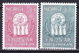 1970. Norway. UN (United Nations), 25th Anniversary. MNH. Mi. Nr. 611-12 - Ungebraucht