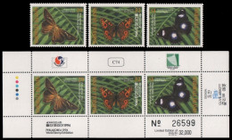 Marshall-Inseln 1994 - Mi-Nr. 544-546 Einzeln & KLB ** - MNH - Schmetterlinge - Marshall