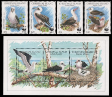 Weihnachtsinsel 1990 - Mi-Nr. 303-306 & Block 5 ** - MNH - Vögel / Birds - Christmas Island