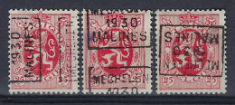 Zegel Nr. 282 Voorafgestempeld Nr. 5919  A + C + D   MECHELEN   1930  MALINES  ;  Staat Zie Scan ! ​LOT 264 - Roller Precancels 1930-..