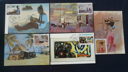 Série De 5 Set Of 5 Cartes Maximum Cards Artistes Peintres Peintures Paintings Polynésie Francaise 1970 - Maximumkaarten