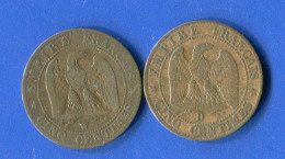 5 Cents  1854 D +1854 W - 5 Centimes
