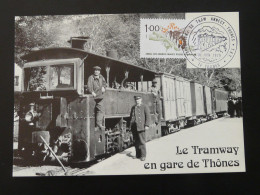 Carte Commemorative Tramway En Gare De Thones 74 Haute Savoie 1979 - Tram