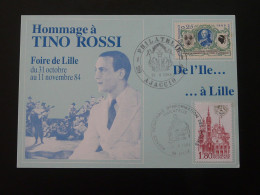 Carte Commemorative Card Hommage Tino Rossi à La Foire De Lille Oblit. Ajaccio Corse 1984 - Singers