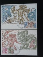 Carte Maximum Card (x2) Mythologie Hercule Mythology Croix Rouge Red Cross Monaco 1985 - Mythologie