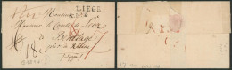 Précurseur - LSC + Obl Linéaire Noir LIEGE  R.N°2 > M. Le Comte De Looz à Bentlage (Allemagne) / Rectification Du Port - 1815-1830 (Holländische Periode)