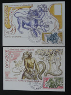 Carte Maximum Card (x2) Mythologie Hercule Mythology Croix Rouge Red Cross Monaco 1986 - Mitología
