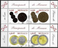 2002 Monaco Mi. 2609-12 Used Einführung Der Euro-Münzen Und -Banknoten - Used Stamps