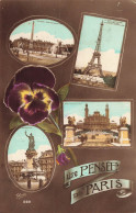 FRANCE - Paris - Multivues - Tour Eiffel - Louvre - Carte Postale Ancienne - Multi-vues, Vues Panoramiques