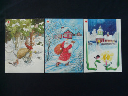 Entier Postal Stationery Card (x3) Noel Christmas Croix Rouge Red Cross Aland 2003 - Interi Postali