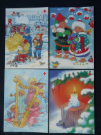 Entier Postal Stationery Card (x4) Noel Christmas Croix Rouge Red Cross Aland 1995 - Entiers Postaux