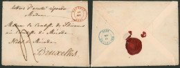 Précurseur - Enveloppe Sans Contenu + Cachet Dateur "Tournay" (1846) > Comtesse De Thiennes (Bruxelles), Port "4" - 1830-1849 (Belgique Indépendante)