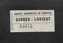 TICKETSOCIÉTÉ COOPÉRATIVE DE VEDETTE  BATEAU DE GAVRES LORIENT MORBIHAN : - Europa