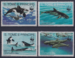 F-EX46763 SAO TOME I PRINCIPE MNH 1980 WWF MARINE WILDLIFE WHALE FISH.  - Baleines