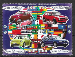 SAN MARINO - 1997 - AUTOMOBILI VOLKSWAGEN -   LIRE 800 X 4 - USATO (YVERT 1554\1557- MICHEL  1749\1752 - SS 1591\1594) - Gebraucht