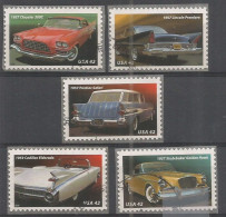 USA 2008 American Cars - Fins & Chrome - SC.# 4353/7 - Cpl 5v Set In VFU Condition Circular PMK - Bandes & Multiples