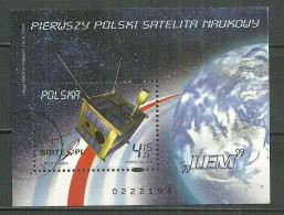 POLAND Oblitéré Bloc 193 Espace Lancement Du Premier Satelitte Scientifique Polonais Logo - Gebraucht