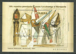 POLAND Oblitéré Bloc 198 Création Du Musée National De Varsovie Tableau Maskarada Tadeusz Makowski Peintre Art - Used Stamps
