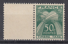 TIMBRE FRANCE TAXE GERBES 50c VERT N° 80 NEUVE ** GOMME SANS CHARNIERE - TB CENTRE - 1960-.... Mint/hinged