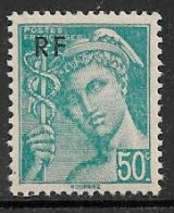 Yvert 660 50 C Turquoise - ** - 1938-42 Mercurius