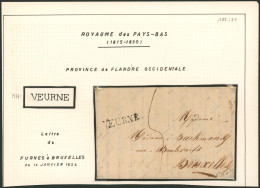 Précurseur - LAC Daté (1824) + Obl Linéaire Noir VEURNE > Bruxelles - 1815-1830 (Hollandse Tijd)