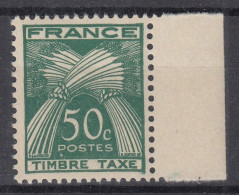 TIMBRE FRANCE TAXE GERBES 50c VERT N° 80 NEUVE ** GOMME SANS CHARNIERE - TB CENTRE - 1960-.... Postfris