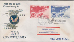 1960. PHILIPPINE ISLANDS. Fine FDC With Complete Set AIR FORCE Cancelled First Day Of Iss... (Michel 654-655) - JF539429 - Filippine