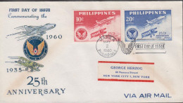 1960. PHILIPPINE ISLANDS. Fine FDC With Complete Set AIR FORCE Cancelled First Day Of Iss... (Michel 654-655) - JF539430 - Philippines