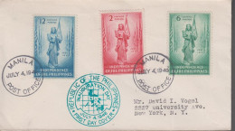 1946. PHILIPPINE ISLANDS. Complete Set INDEPENDENCE On Nice FDC Cancelled First Day Of Is... (Michel 458-460) - JF539431 - Filippine