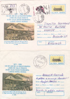 ERROR TRAIN IN RAZBOIENI RAILWAI STATION, 2 COVER STATIONERY COLOR ERROR 1996, ROMANIA - Variétés Et Curiosités