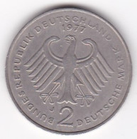 2 Deutsche Mark 1977 J HAMBOURG   , Konrad Adenauer, Cupronickel, KM# 124 - 2 Marchi
