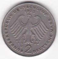 2 Deutsche Mark 1975 D MUNICH , Konrad Adenauer, Cupronickel, KM# 124 - 2 Marchi