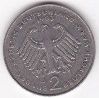 2 Deutsche Mark 1983  J HAMBOURG  , Theodor Heuss , Cupronickel, KM# A127 - 2 Mark