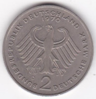 2 Deutsche Mark 1970 D MUNICH , Theodor Heuss , Cupronickel, KM# A127 - 2 Marcos