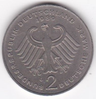 2 Deutsche Mark 1989 G KARLSRUHE. Kurt Schumacher . Cupronickel. KM# 149 - 2 Marcos