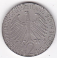 2 Deutsche Mark 1958 J HAMBOURG . Max Planck . Cupronickel. KM# 116 - 2 Marcos
