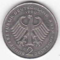 2 Deutsche Mark 1990 F Stuttgart , Franz Josef Strauss. Cupronickel ,KM# 175 - 2 Mark