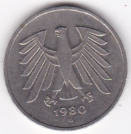 5 Deutsche Mark 1980 G KARLSRUHE . Cupronickel ,KM# 140.1 - 5 Marcos