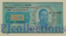 KATANGA 20 FRANCS 1960 PICK 6a UNC - Other - Africa