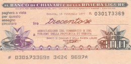 MINIASSEGNO BANCO CHIAVARI L.300 ASS COMM GE CIRC (VS568 - [10] Checks And Mini-checks