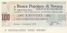 MINIASSEGNO BP NOVARA L.100 ASS IND LOMBARDIA FDS (VS556 - [10] Assegni E Miniassegni